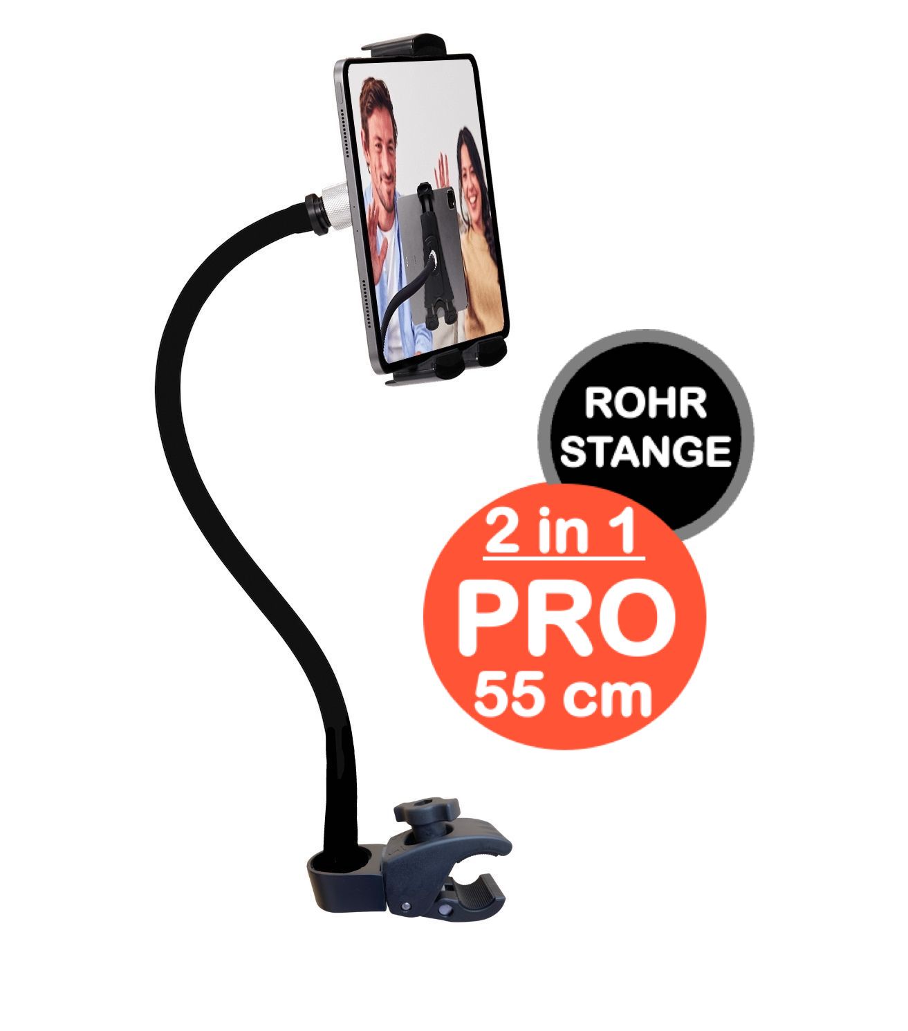 Tablet Halterung Rohr Stange PRO (2 in 1) 55 cm 